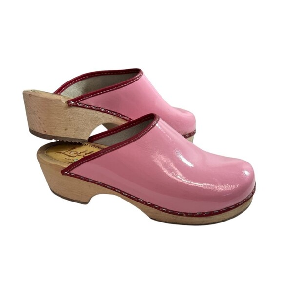 Lotta’s from Sweden Classic Retro Patent Leather Pink Clogs Size EU 37, US 6.5 - Picture 1 of 9